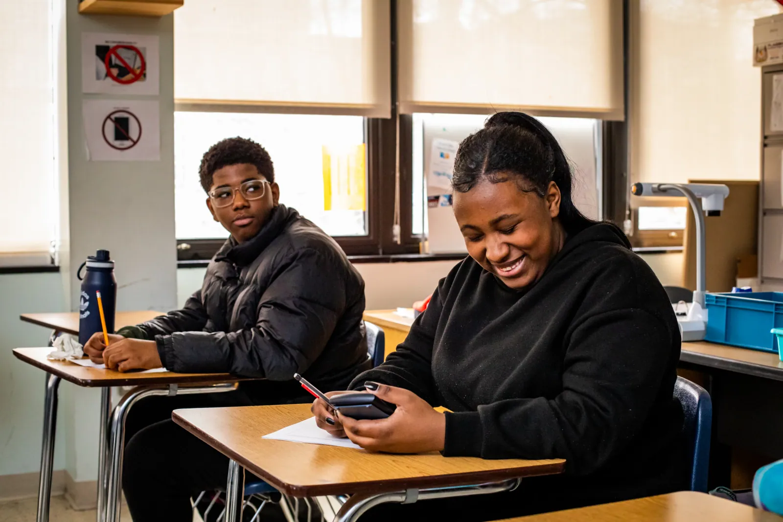 Freire Wilmington students working with calculators